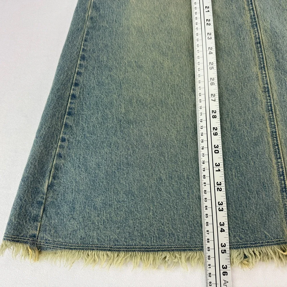 NY Jeans VTG 90s Y2K Denim Fringe Maxi Skirt Sz‎ 2 Western Coastal Cowgirl